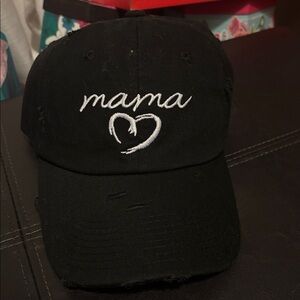 Black 'Mama' Heart Embroidered Hat